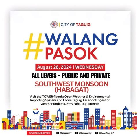 Muntinlupa, Pateros, Taguig suspend classes due to bad weather.